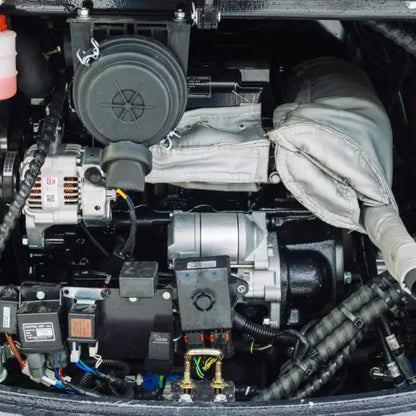 Bulldog Challenger mini excavator engine compartment featuring a powerful 20HP Yanmar diesel engine for reliable performance in excavation and forestry.